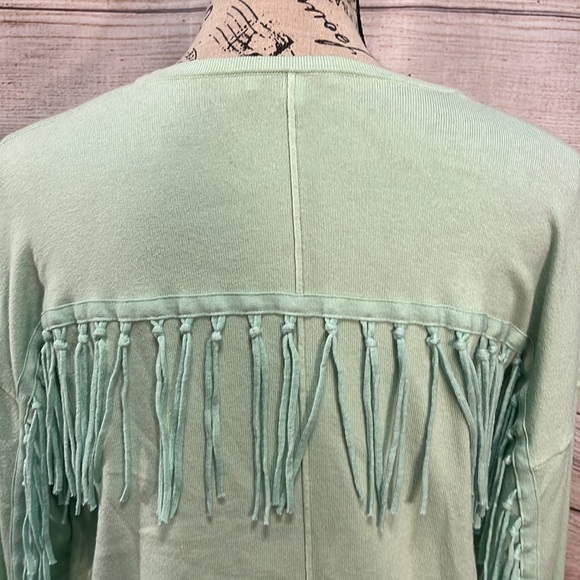 J Society Fringe Tech Top Mint Green Pullover Long Sleeves Size XS - Picture 5 of 9